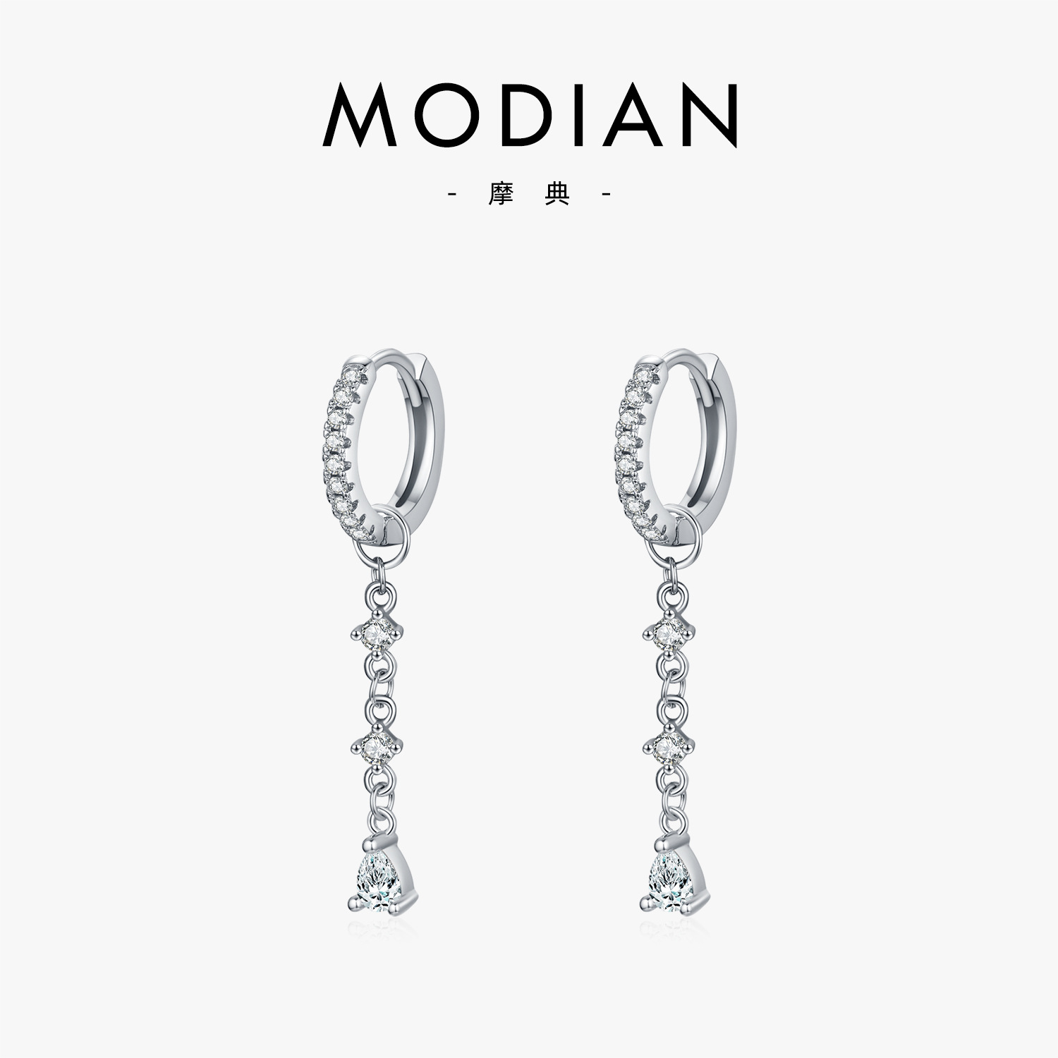 The S925 Silver Crystal Rhinestone Tassel Drop Ear Cuff