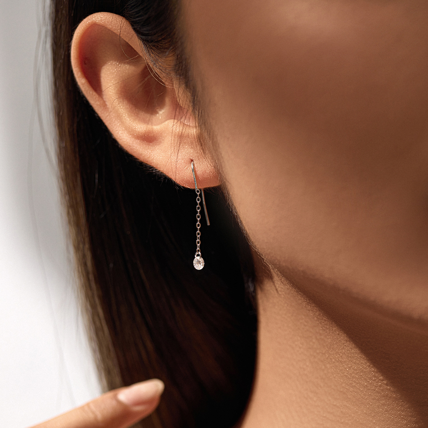 The VVS1 Moissanite Fringe S925 Sterling Silver Earrings - Image 2