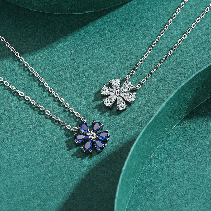 The S925 Sterling Silver Lucky Flower Cross Pendant Necklace - Image 3