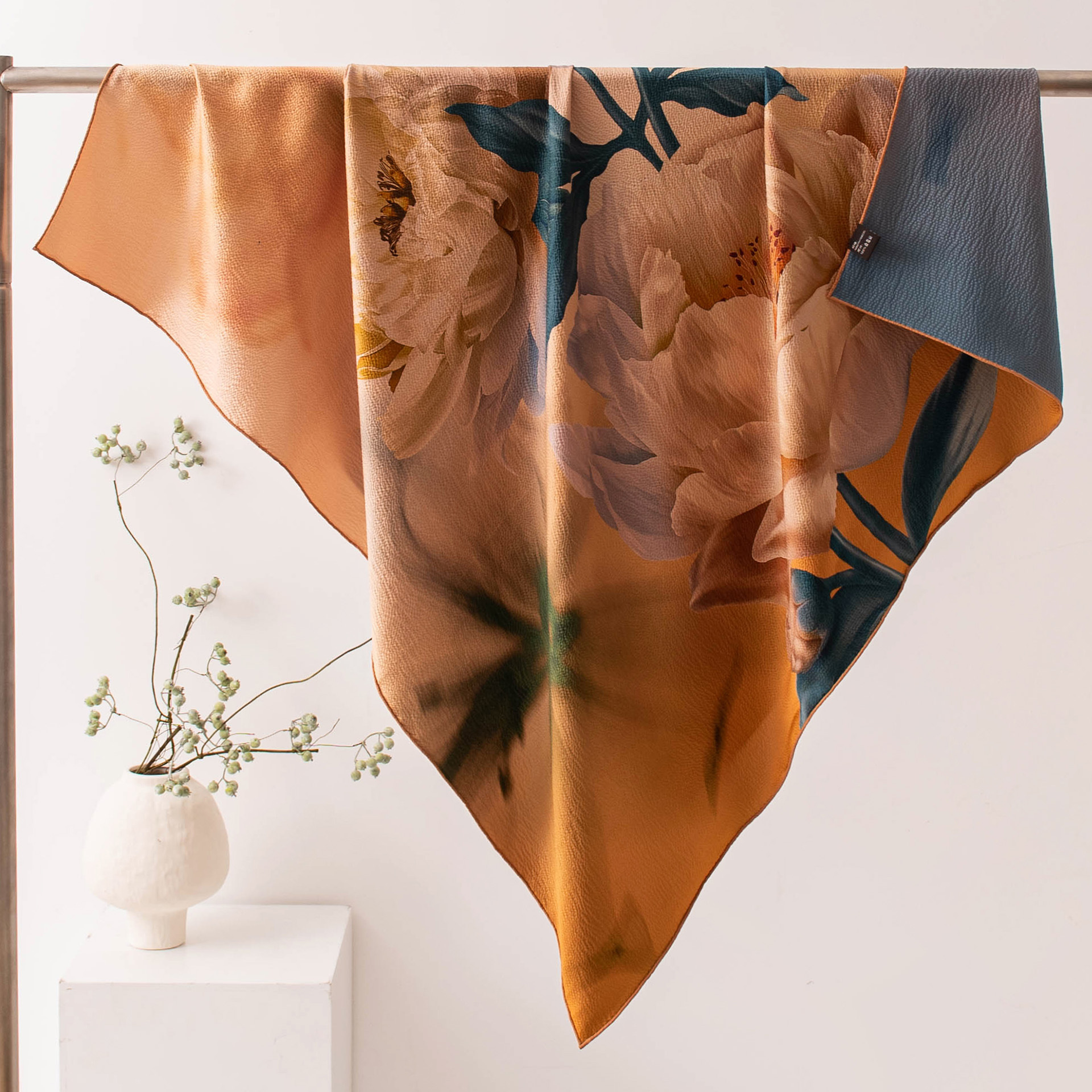 The Double-Sided Pearl Satin Mulberry Silk Square Scarf