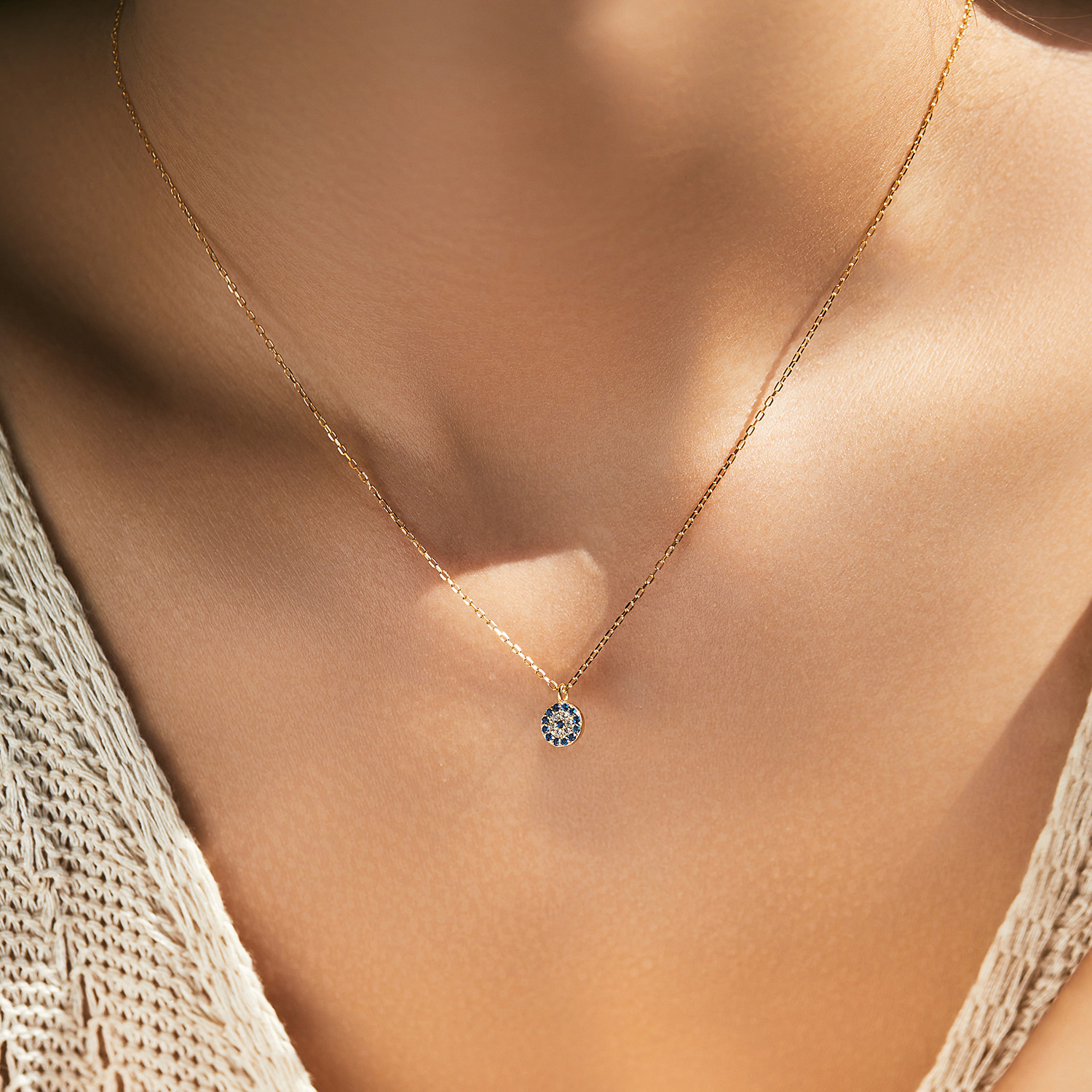The S925 Sterling Silver Blue Eye Zirconia Necklace - Image 2
