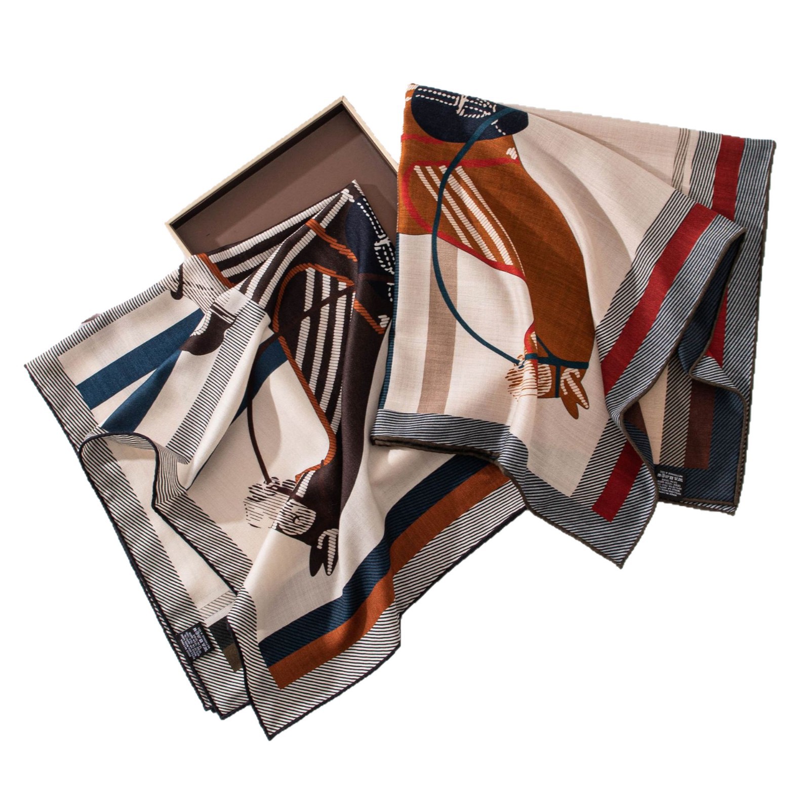 The Double-Sided Print Silk Wool Square Scarf - Image 5