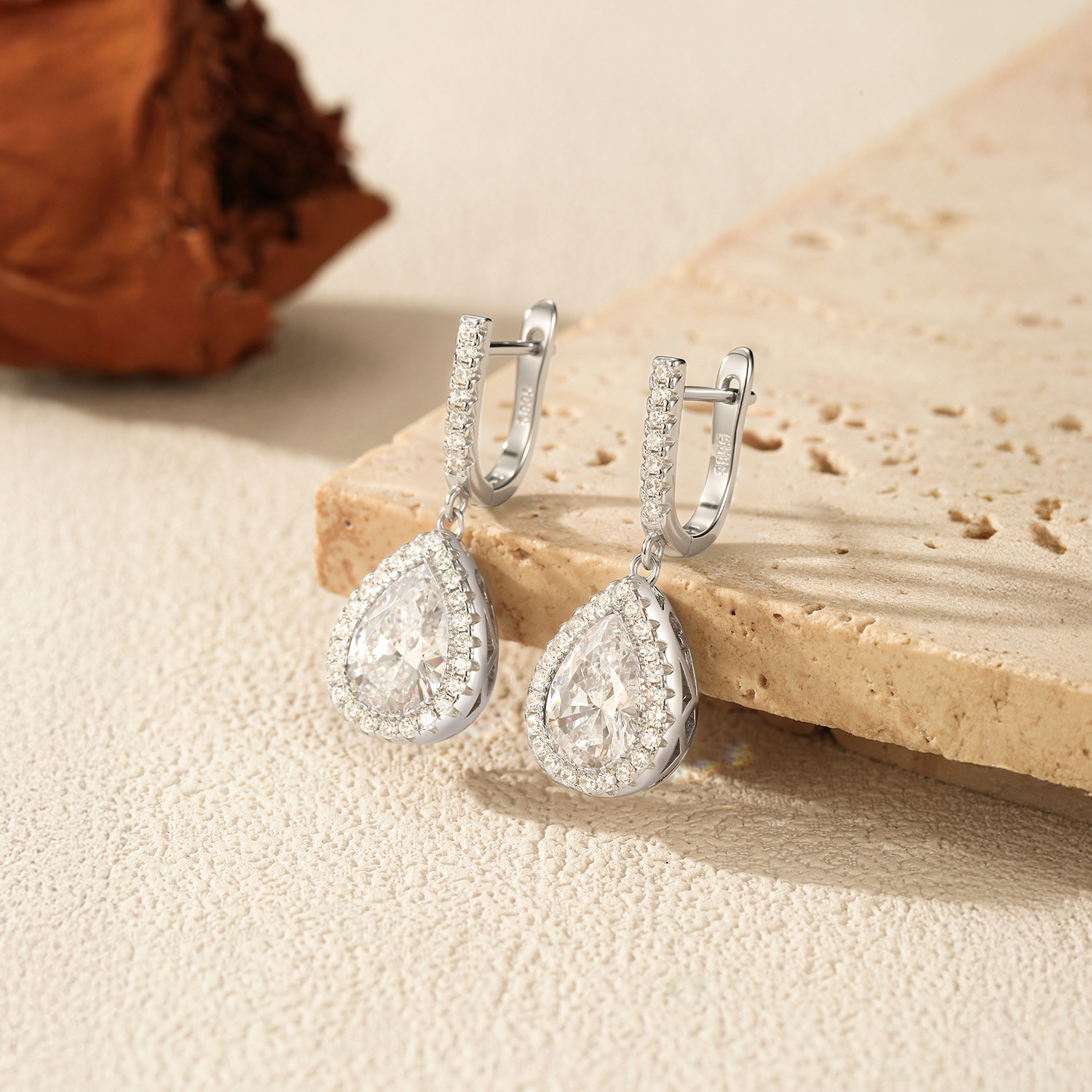 The S925 Sterling Silver Drop Rhinestone Earrings - Image 4