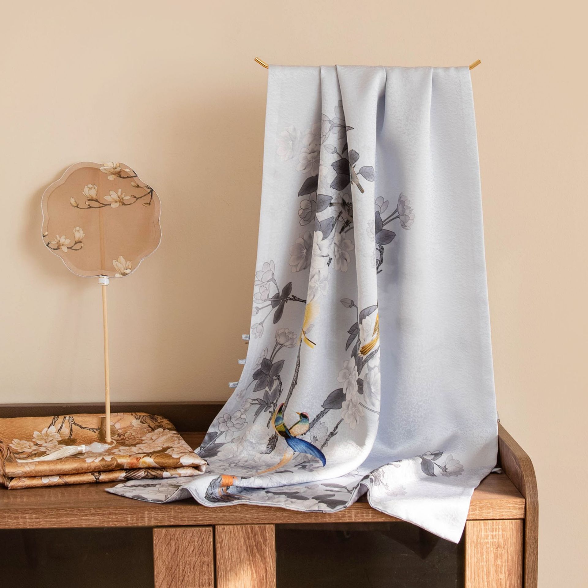 The Mulberry Silk Long Shawl with Snowflake Print