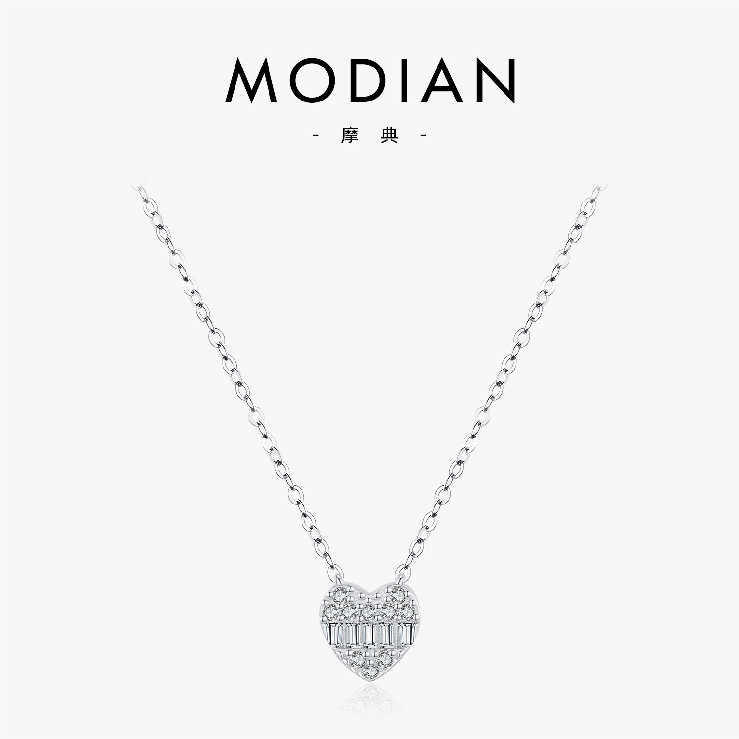 The Heart Rhinestone S925 Sterling Silver Pendant Necklace
