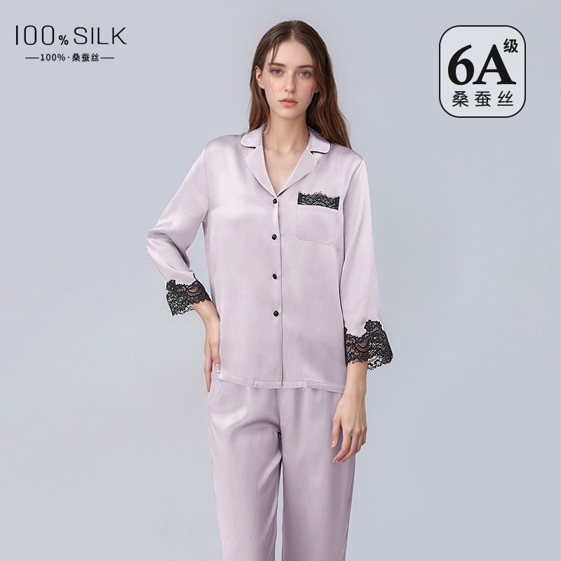 The 100% Mulberry Silk Long Sleeve Pajama Set - Image 2