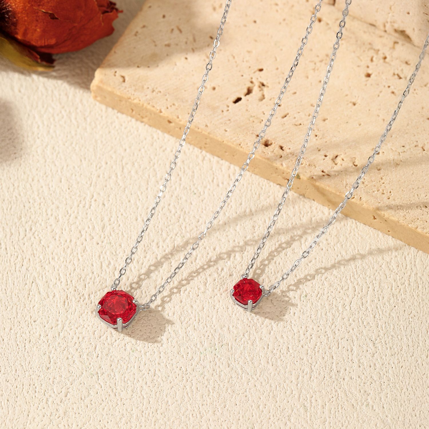 The S925 Sterling Silver Garnet Rose Cut Diamond Necklace - Image 3