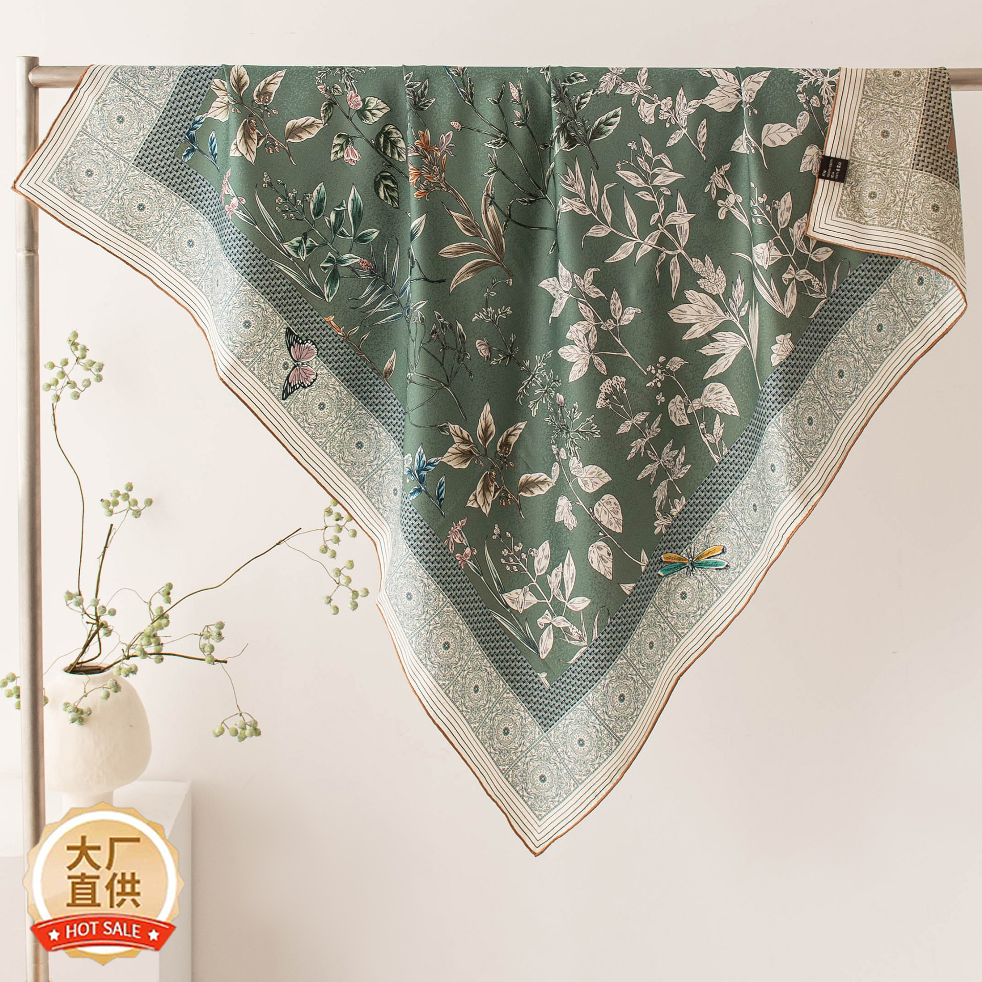 The Double-Sided Snowflake Print Silk Square Scarf