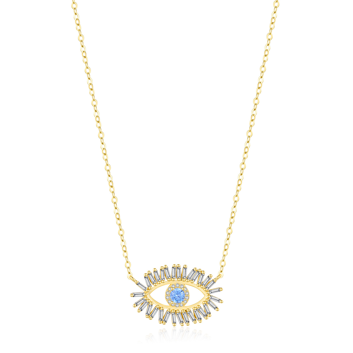The S925 Sterling Silver Blue Eye Vintage Square Collarbone Chain - Image 5