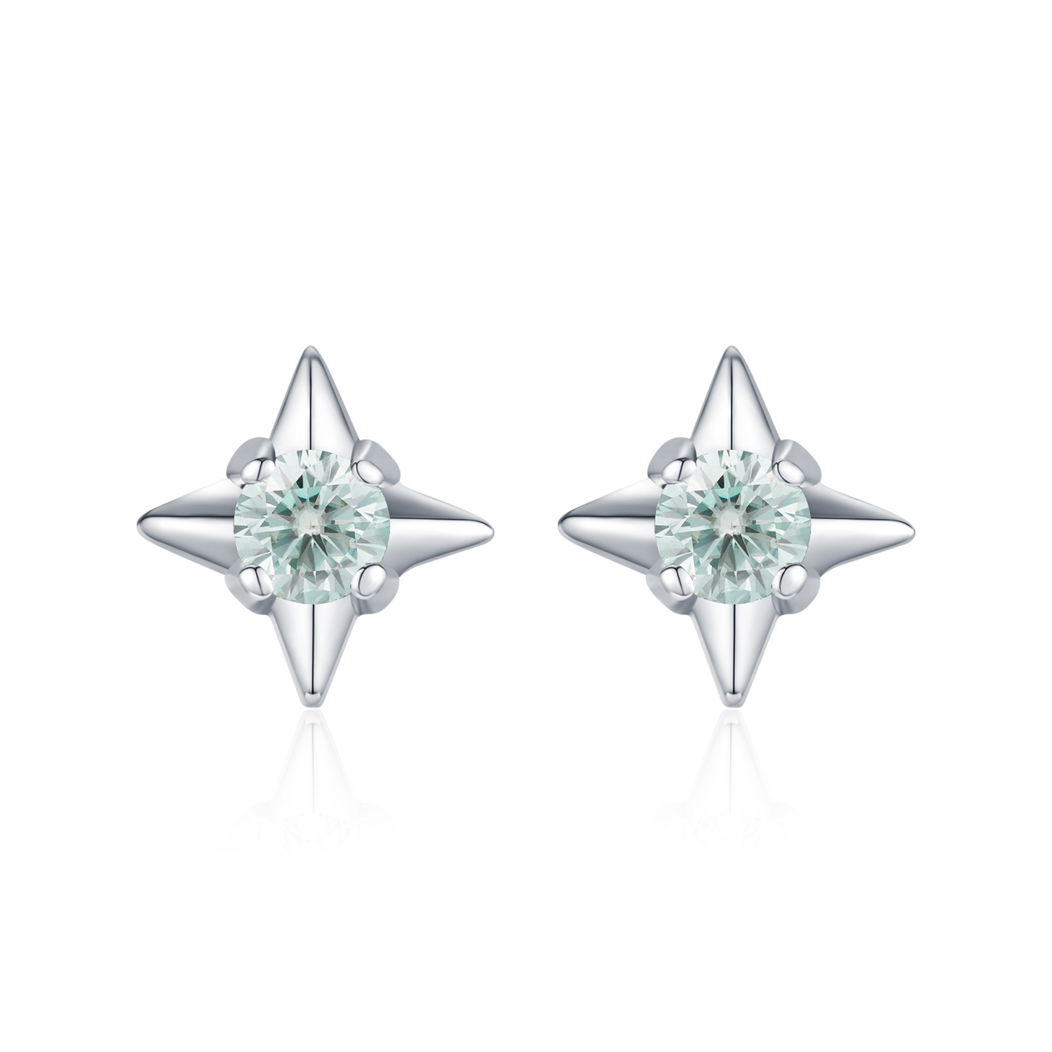 The Teal Moissanite S925 Silver Stud Earrings - Image 5