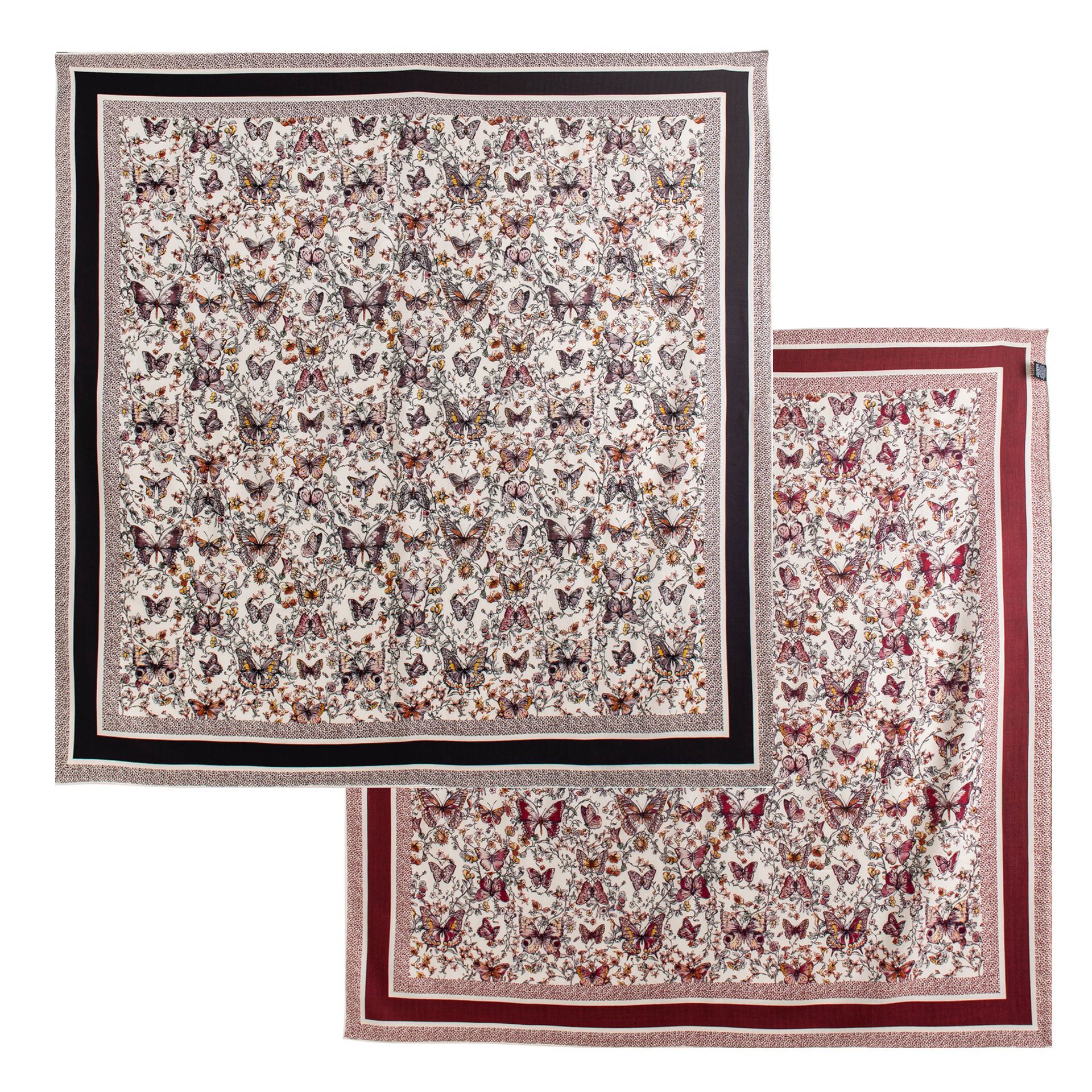 FHZ25-90017-1 Hand Rolled Double-Sided Towel Butterflies Fluttering