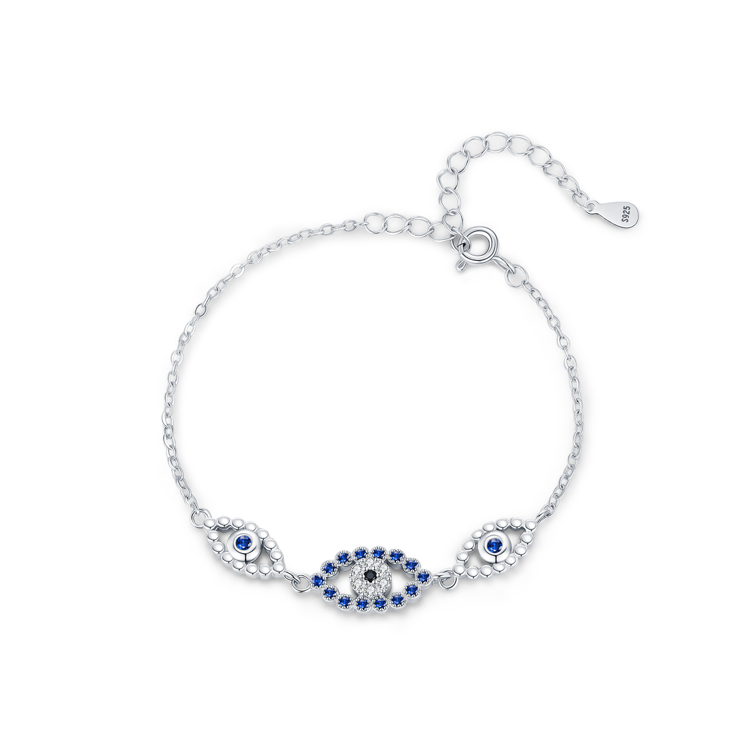 The Sterling Silver Blue Eye Hollow Bracelet - Image 5