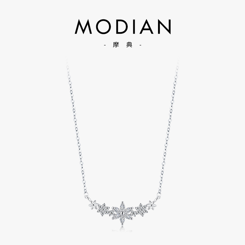 The S925 Sterling Silver Flower Cross Pendant Necklace