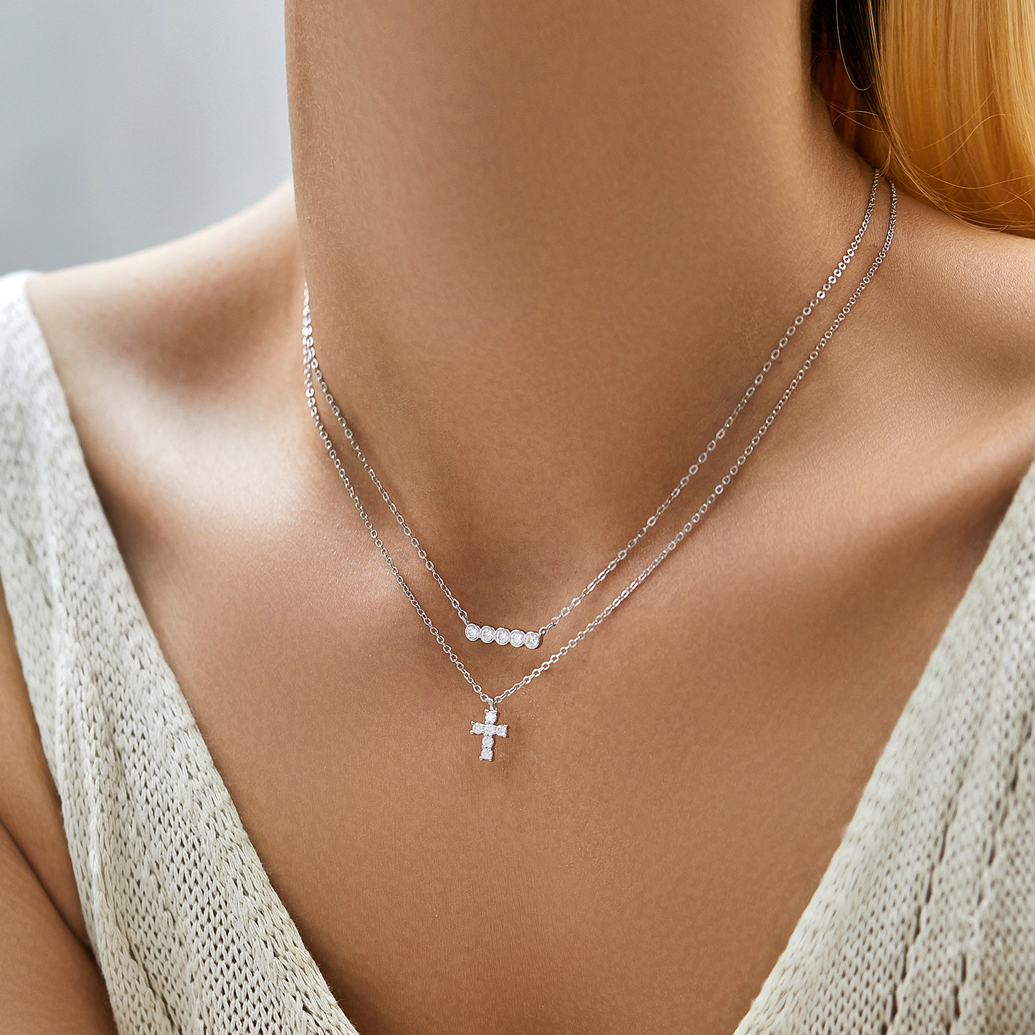 The D Color Moissanite S925 Silver Cross Pendant Necklace - Image 2