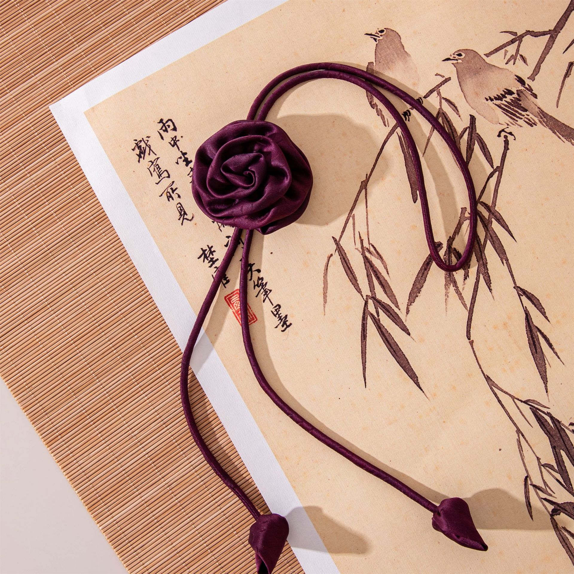 The Xiangyunsha Silk Rose Pendant Necklace - Image 4