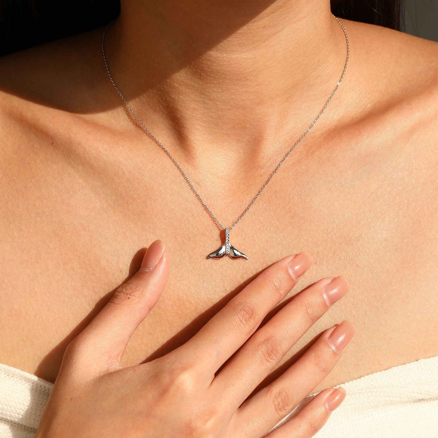 The S925 Sterling Silver Mermaid Tail Collarbone Chain - Image 2
