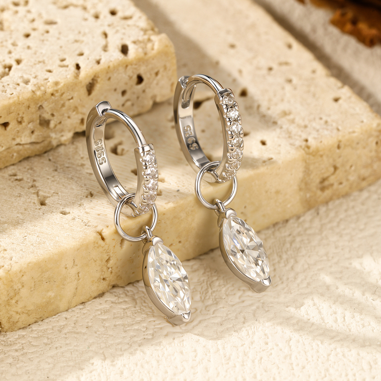 The 50 Point Moissanite S925 Silver Teardrop Earrings - Image 4