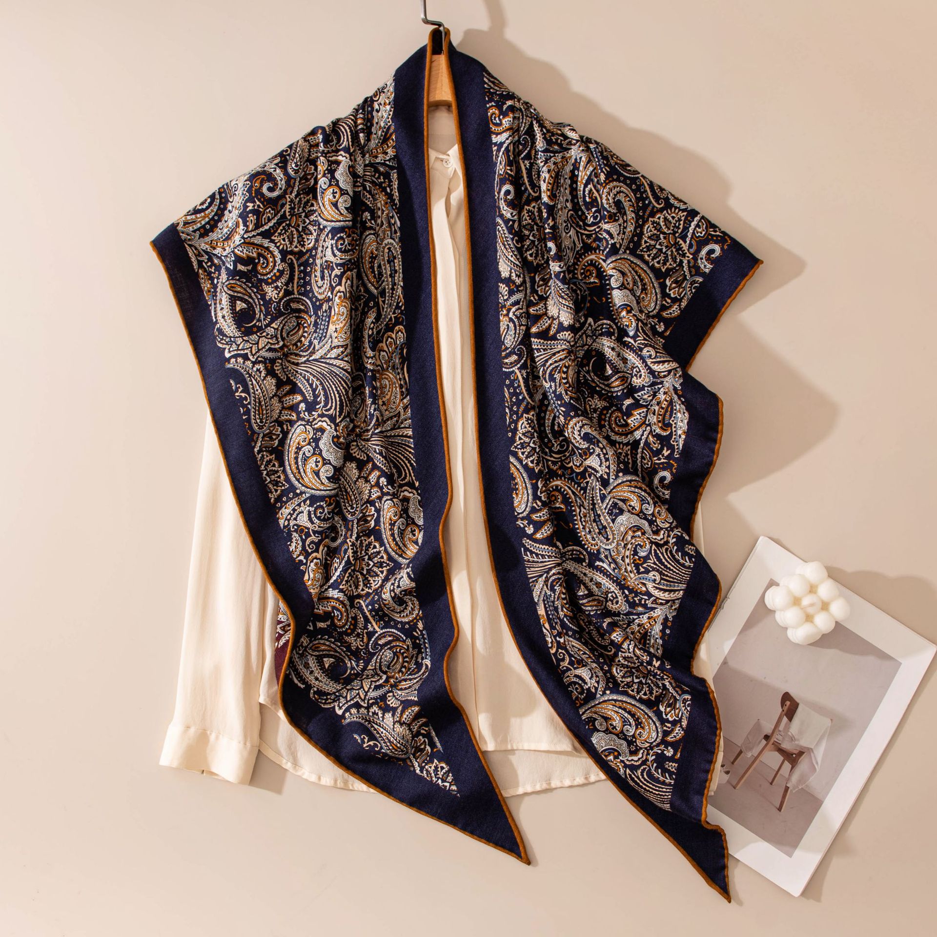 FHZ25-90226-1 Hand Rolled - Double-sided Navy and Red Paisley