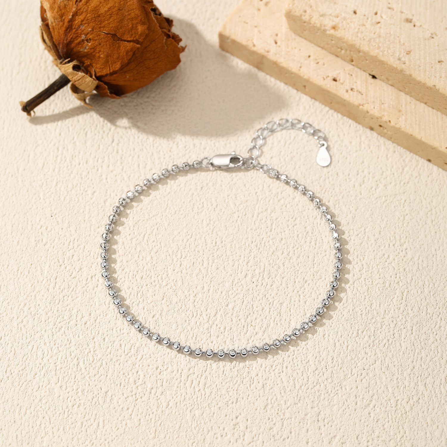 The S925 Sterling Silver Moon Bead Chain Bracelet - Image 4