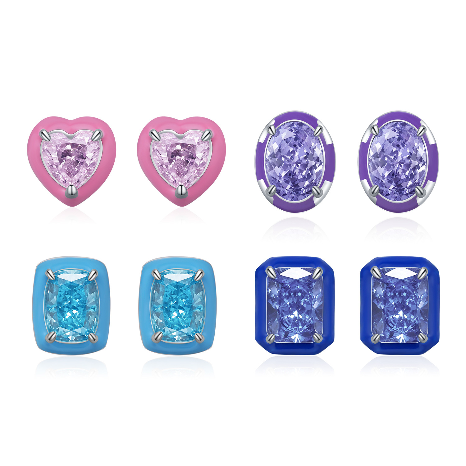 The S925 Sterling Silver Macaron Rhinestone Earrings - Image 5