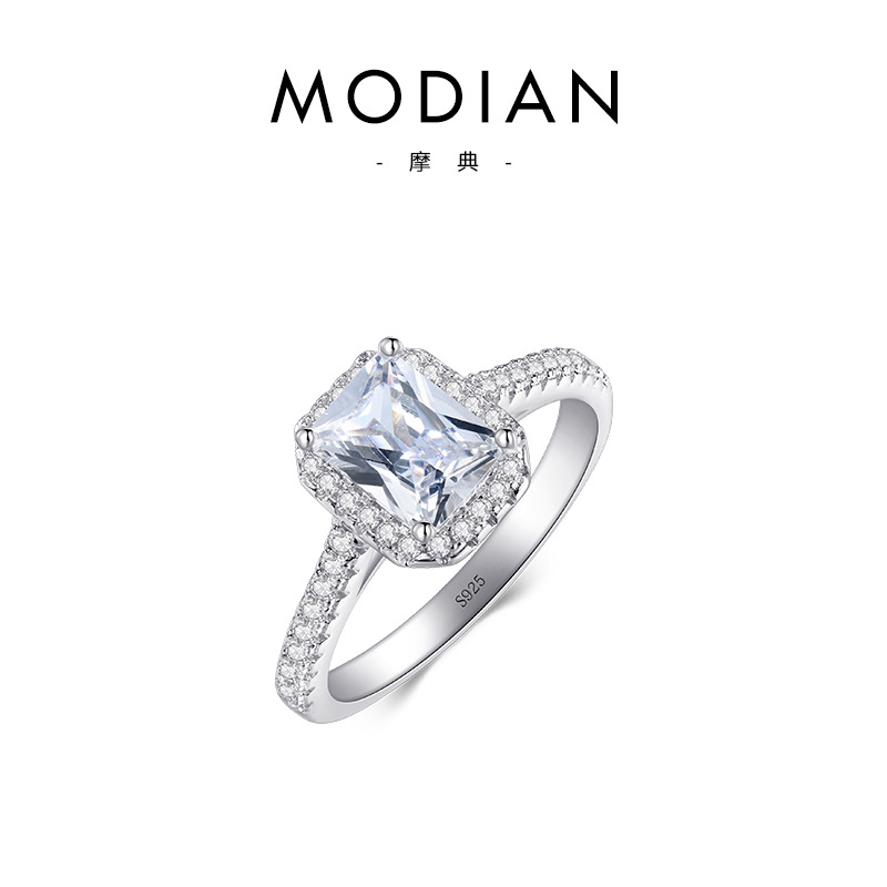 The S925 Sterling Silver Rectangle Zircon Ring - Image 5