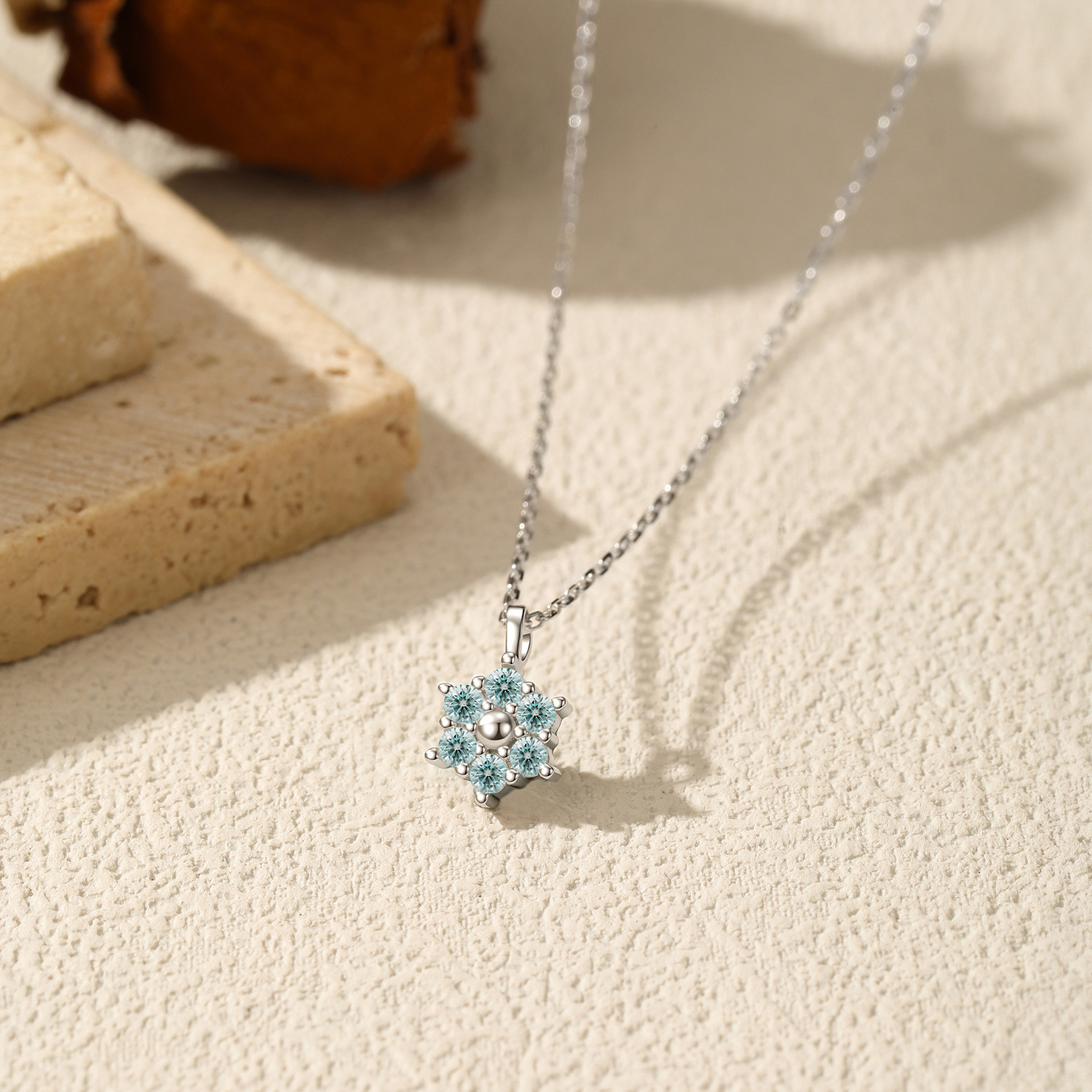 The Teal Moissanite S925 Sterling Silver Snowflake Necklace - Image 4