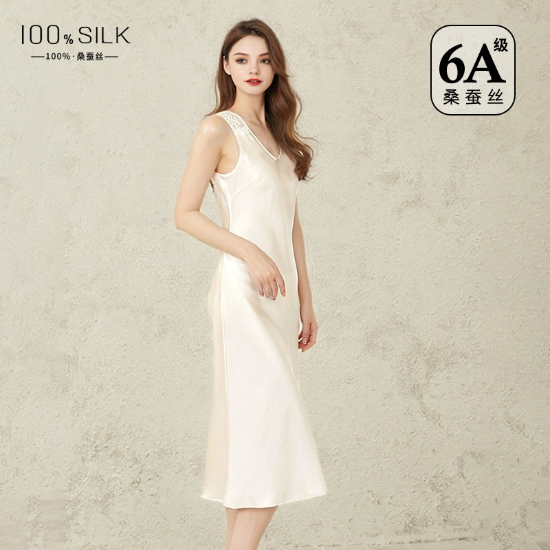 The 100% Mulberry Silk Sleeveless Midi Nightgown - Image 4