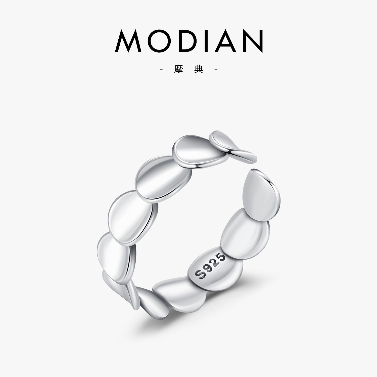 The S925 Silver Irregular Fish Scale Open Ring