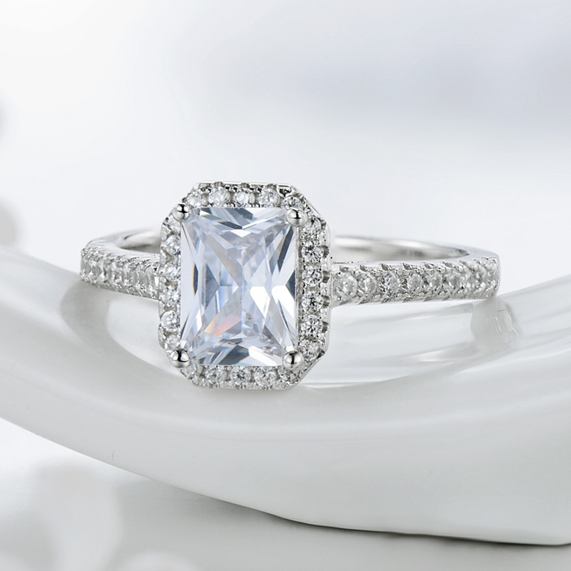 The S925 Sterling Silver Rectangle Zircon Ring - Image 4
