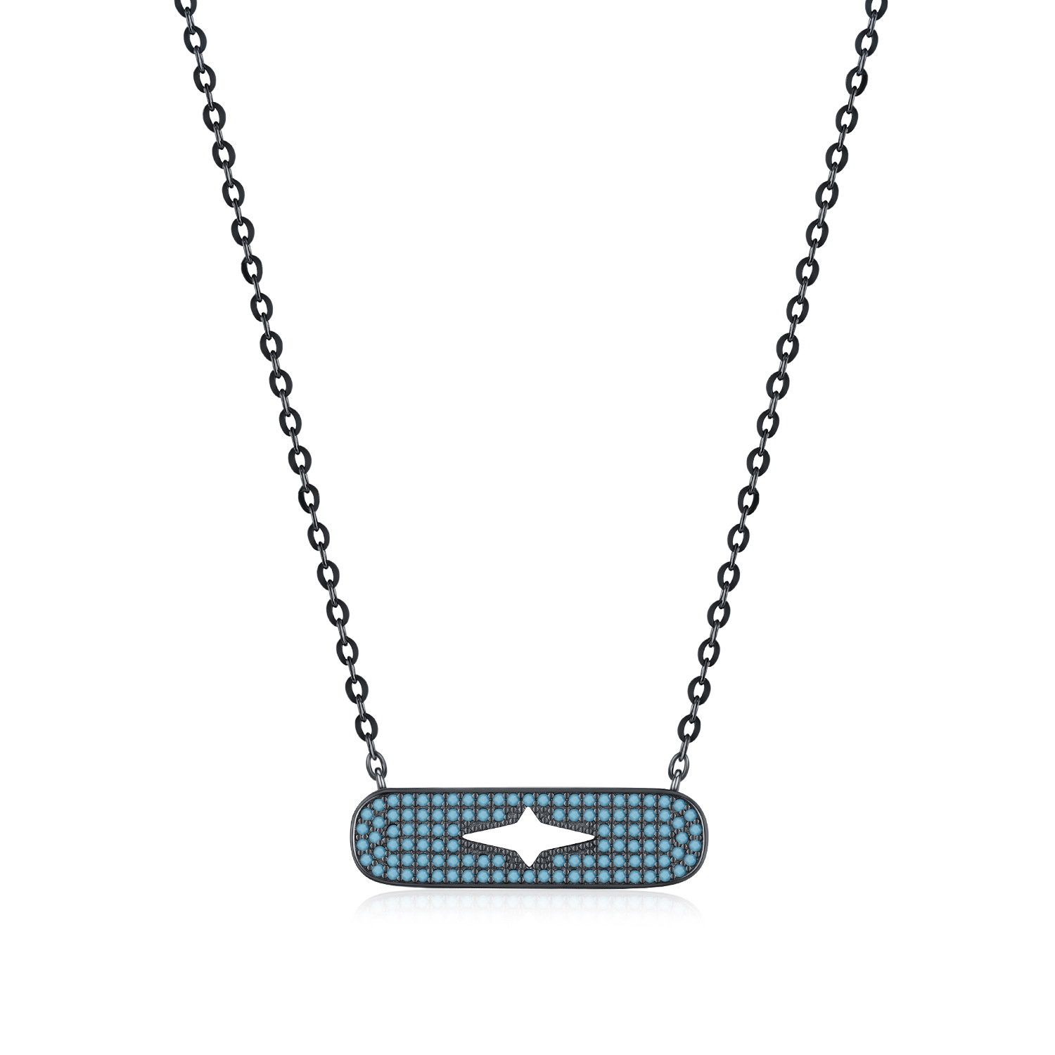 The S925 Sterling Silver Starry Turquoise Pendant Necklace - Image 5