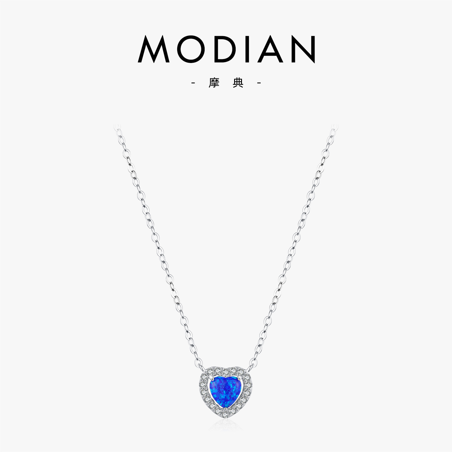 The S925 Sterling Silver Sweet Heart Opal Necklace