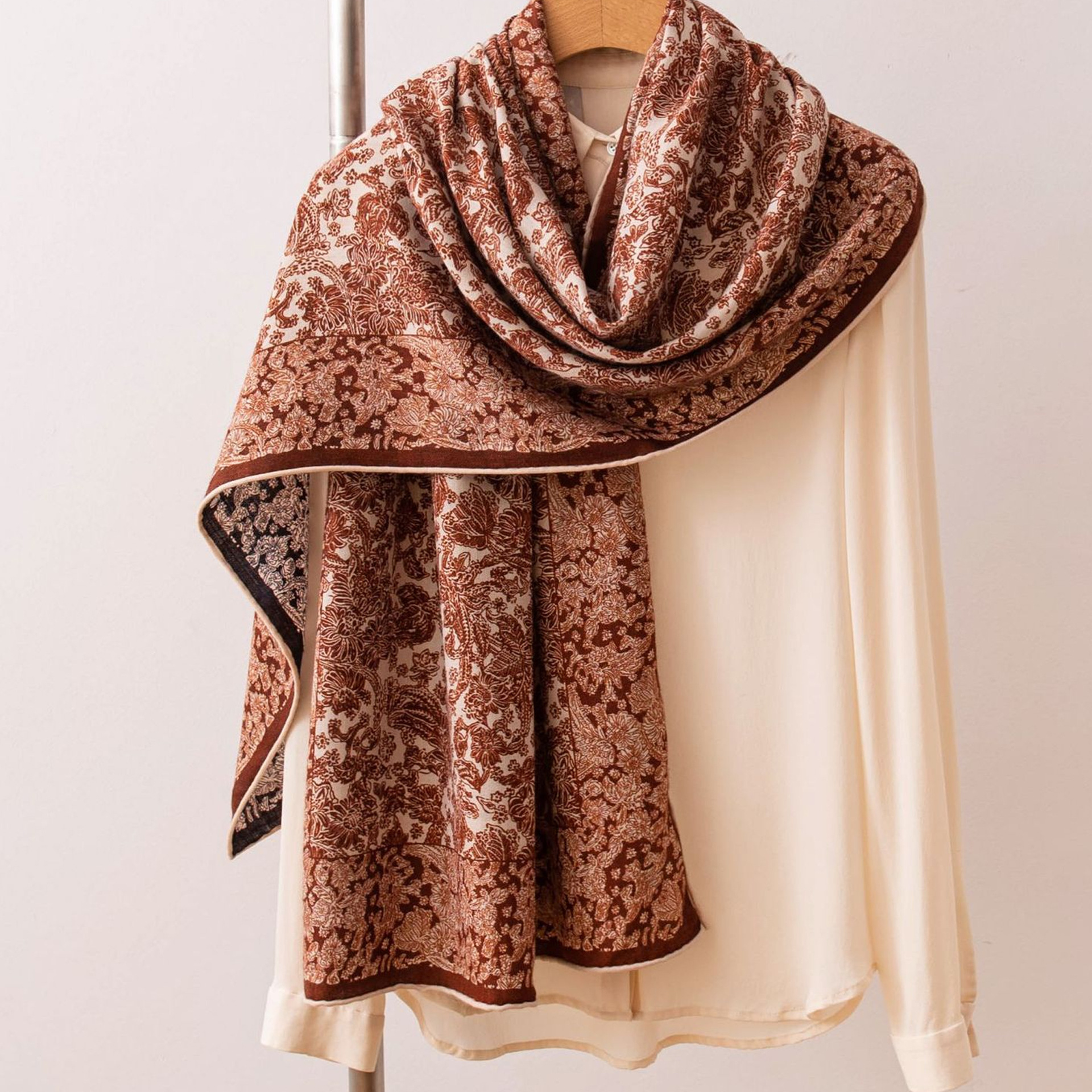The Hand-Rolled Double-Sided Silk Wool Shawl