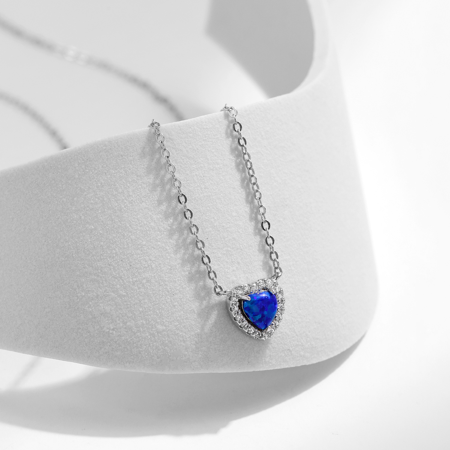 The S925 Sterling Silver Sweet Heart Opal Necklace - Image 4