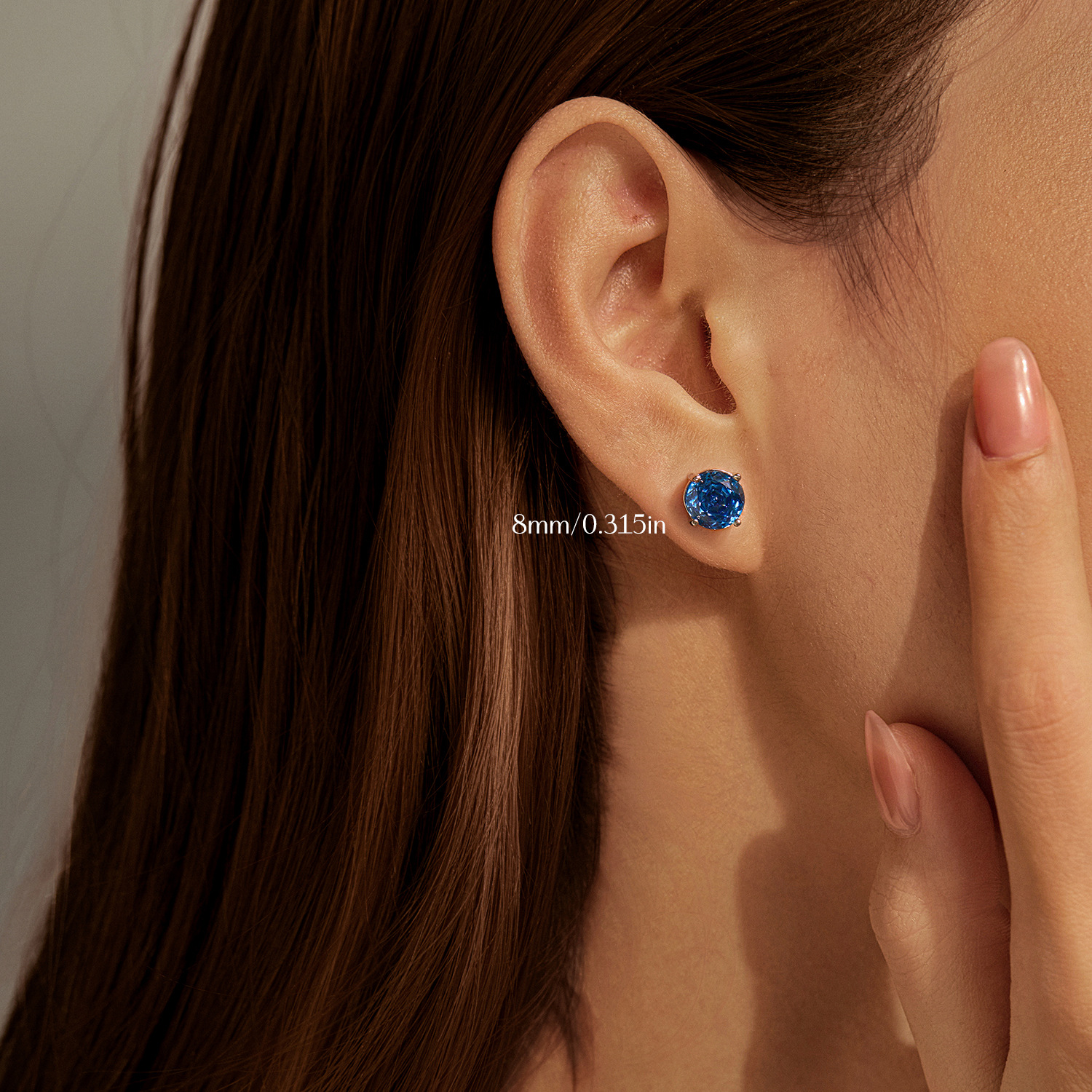 The S925 Sterling Silver Blue Rose Cut Simulated Diamond Earrings - Image 2