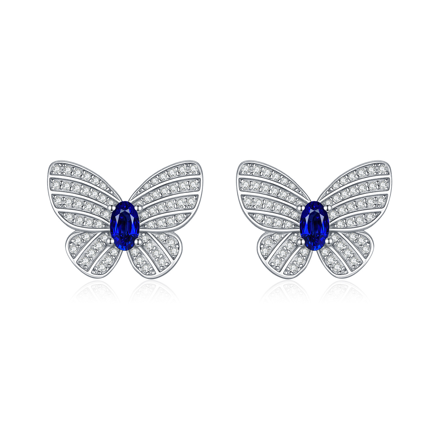 The S925 Sterling Silver Royal Blue Butterfly Earrings - Image 5