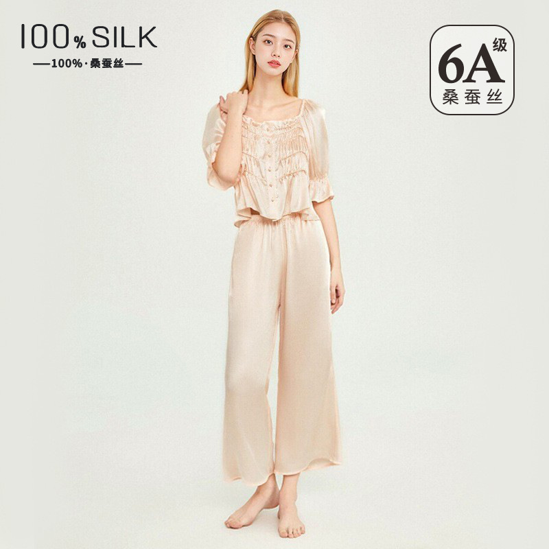 The 100% Mulberry Silk French Style Pajama Set - Image 2