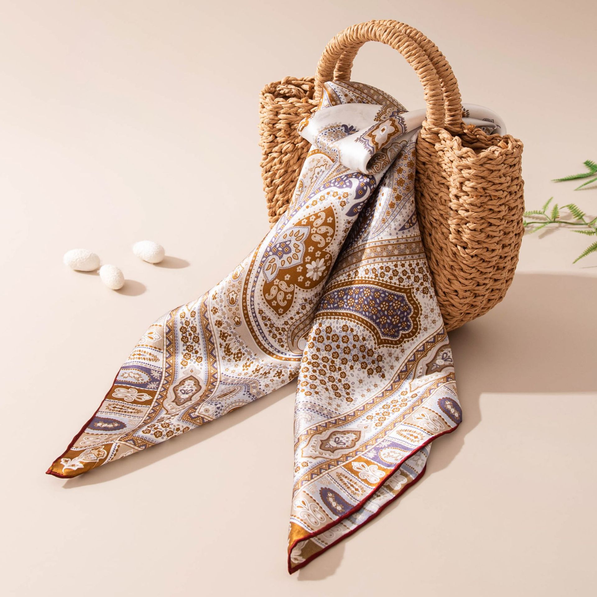 The Mulberry Silk Square Scarf with Paisley Print - Image 3