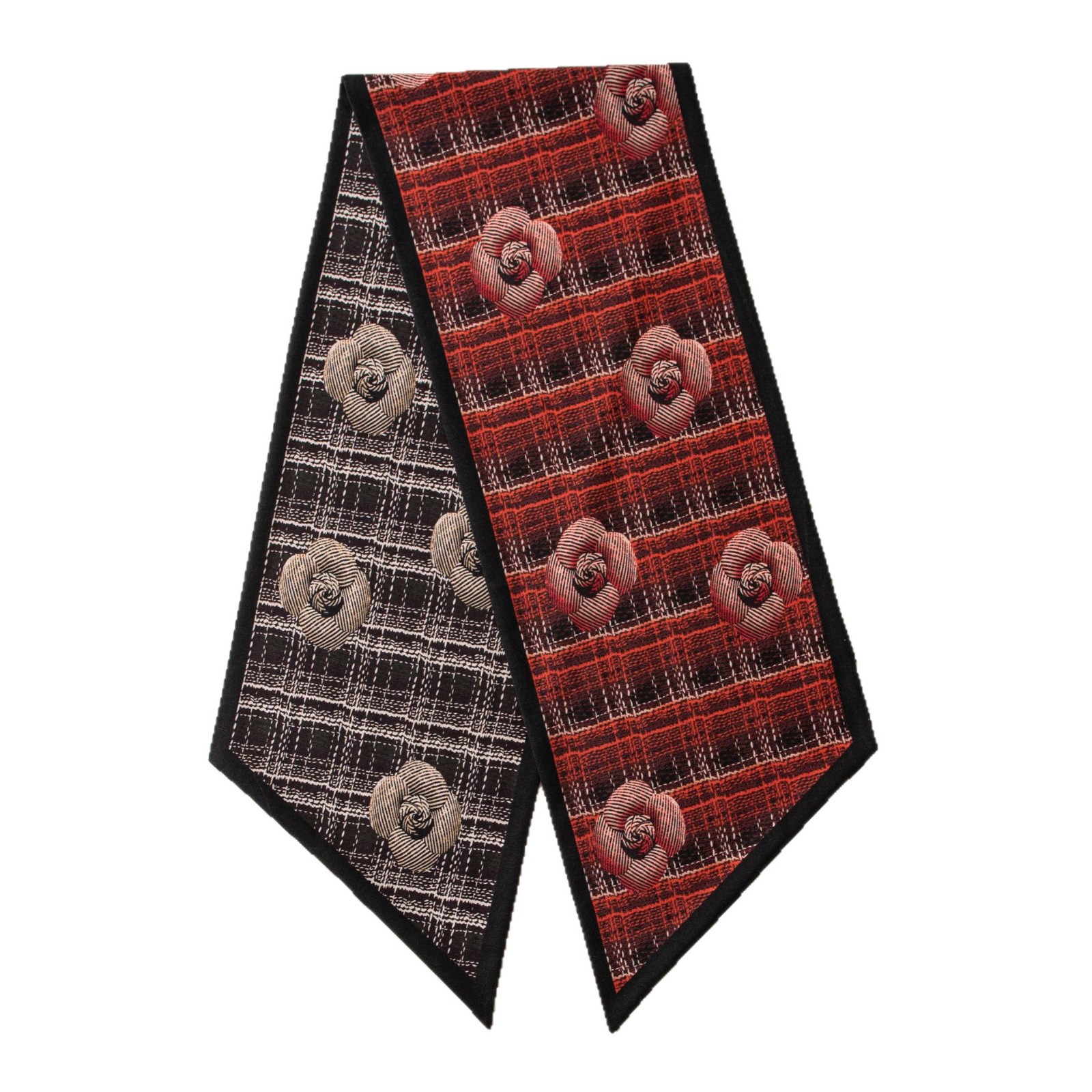 The Double Layer Contrast Bias Silk Wool Scarf - Image 5