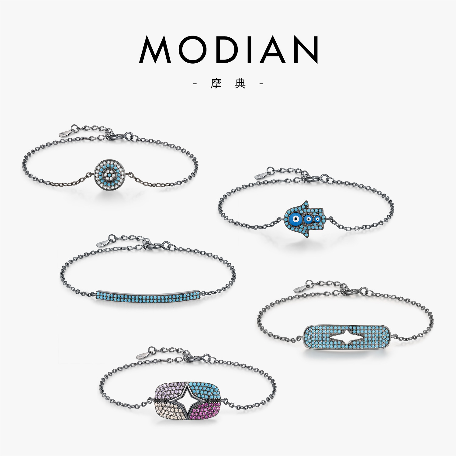 The S925 Sterling Silver Synthetic Turquoise Contrast Color Bracelet