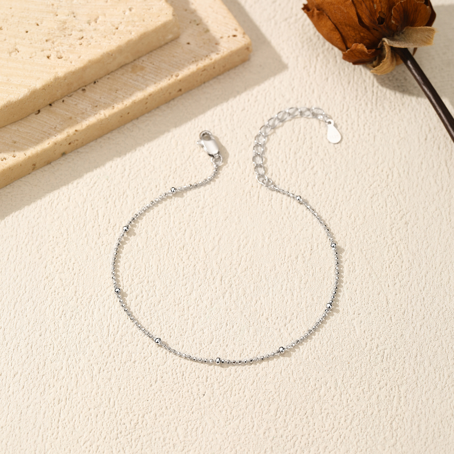 The S925 Sterling Silver Beaded Chain Bracelet - Image 4