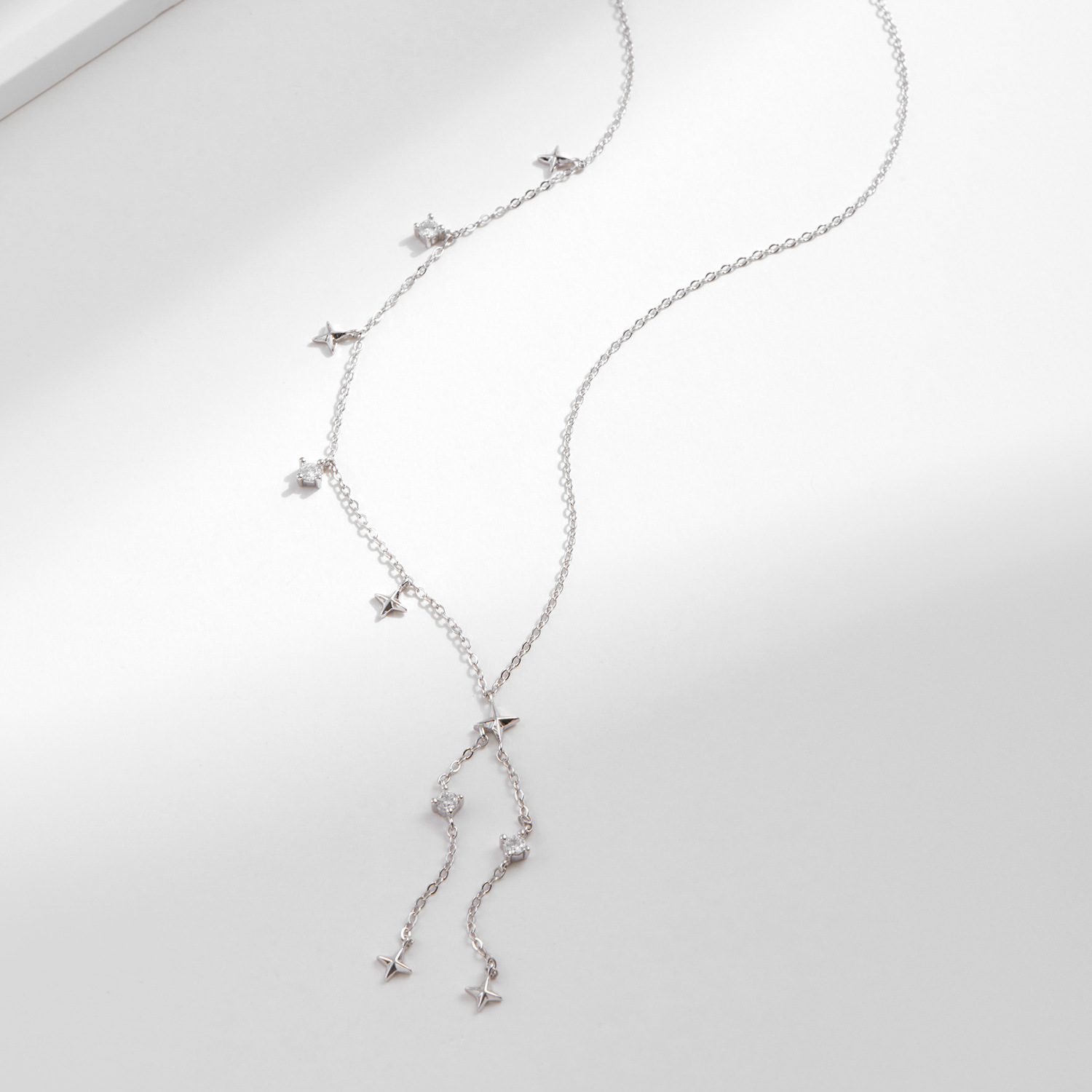 The S925 Silver Starry Tassel Y Chain Necklace - Image 4