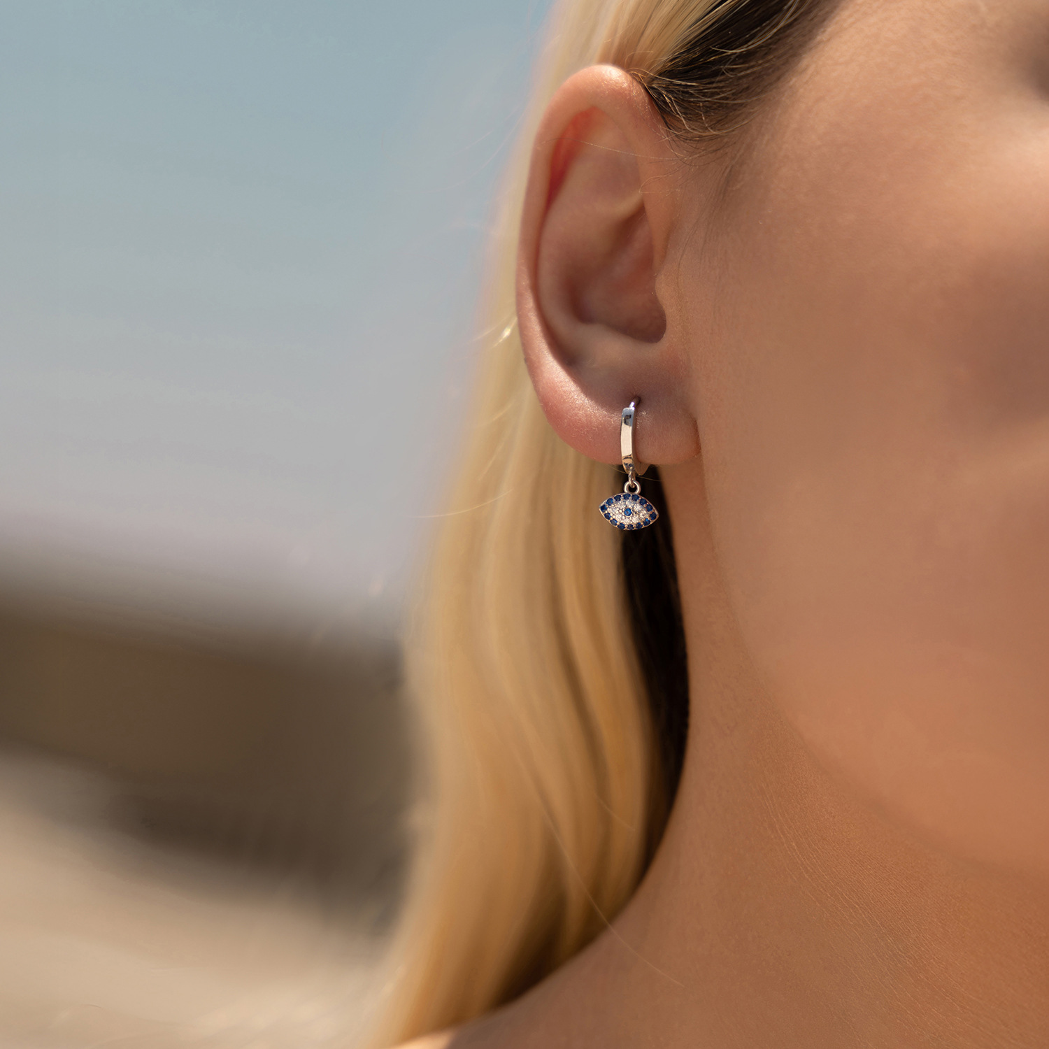 The S925 Sterling Silver Rhinestone Eye Earrings - Image 2