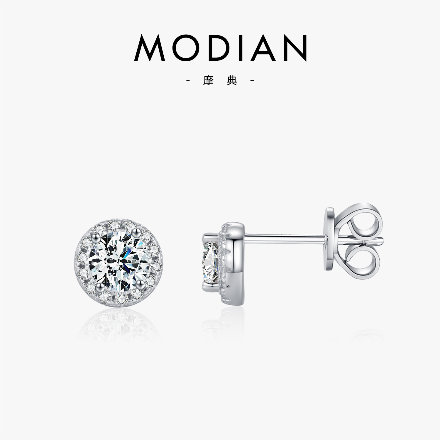 The Moissanite Sterling Silver Round Earrings
