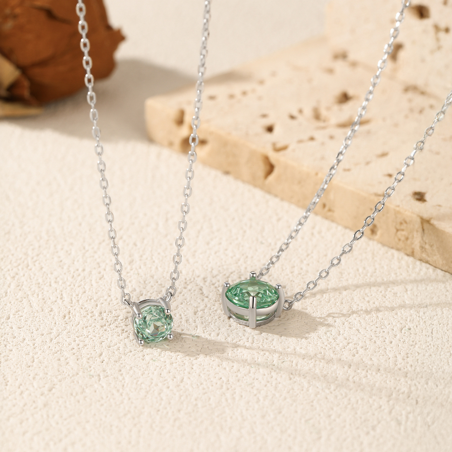 The S925 Sterling Silver Paraiba Rose Cut Diamond Necklace - Image 4
