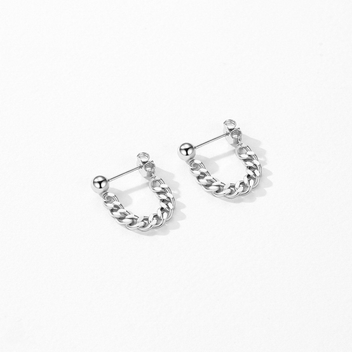 The S925 Sterling Silver Retro Chain Earrings - Image 4