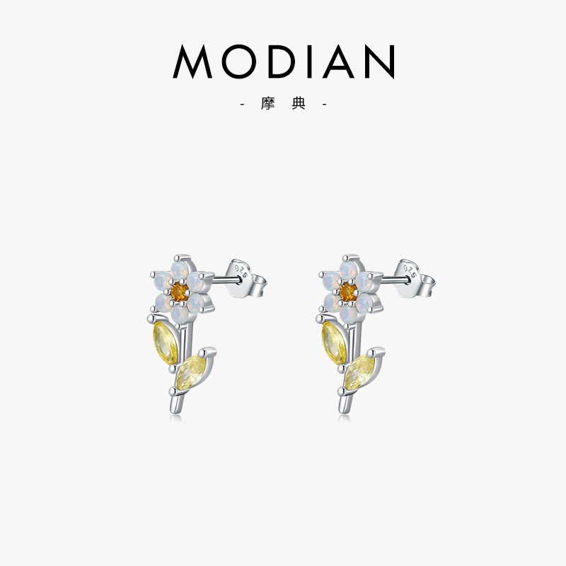 The Sterling Silver Crystal Flower Stud Earrings