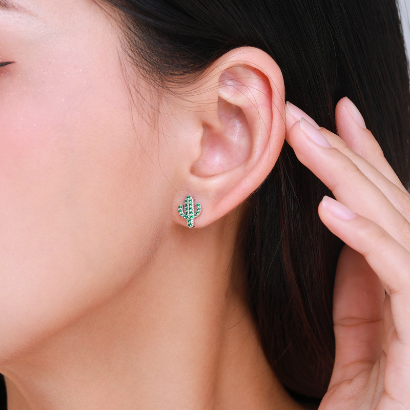 The S925 Sterling Silver Cactus Earrings - Image 2