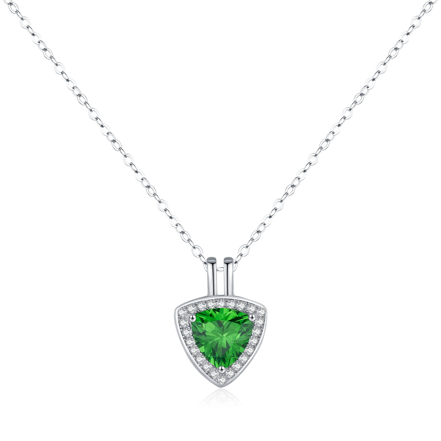 The S925 Sterling Silver Emerald Geometric Pendant Necklace - Image 5