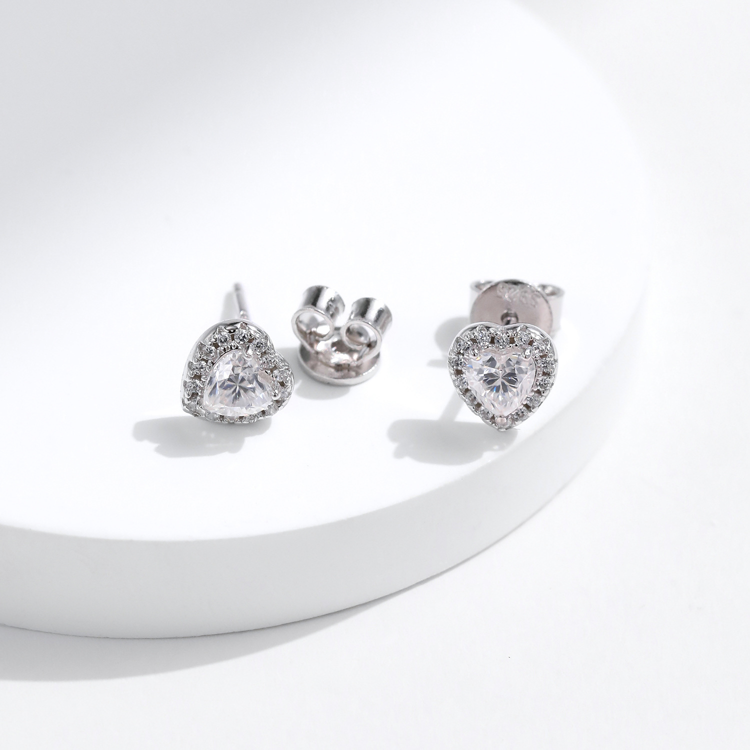 The D Color Moissanite Heart Stud Earrings in S925 Sterling Silver - Image 4