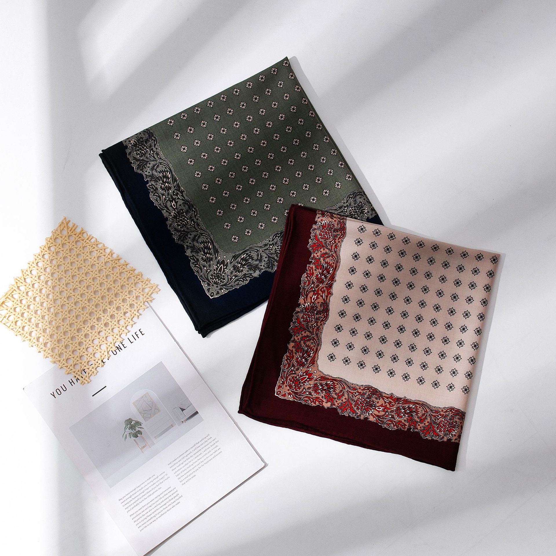 The Silk Wool Scarf with Elegant Decorative Print